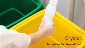  Presentation with plastic bottle - Audience pleasing presentation theme consisting of boy-is-throwing-the-empty backdrop and a gold colored foreground
