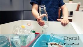  Presentation with bin - Presentation theme consisting of boy-is-throwing-the-glass background and a teal colored foreground