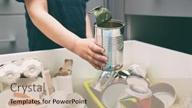  Presentation with garbage - Presentation design featuring boy-is-throwing-the-metal background and a soft green colored foreground