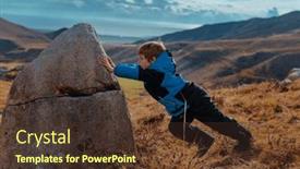  Presentation with stone - Presentation theme consisting of boy-is-trying-to-move background and a tawny brown colored foreground