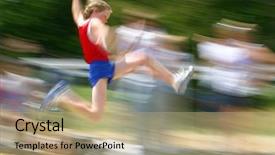  Presentation with jumping into the ocean - Theme with boy jumping at track meet background and a coral colored foreground