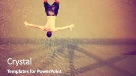  Presentation with train bridge - Amazing theme having boy jumping of an old backdrop and a coral colored foreground