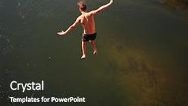  Presentation with train bridge - Colorful PPT layouts enhanced with boy jumping of an old backdrop and a dark gray colored foreground