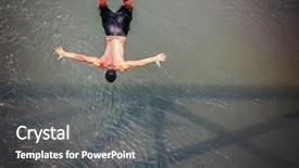  Presentation with train bridge - Amazing slide deck having boy jumping of an old backdrop and a gray colored foreground