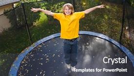  Presentation with jumping into the ocan - Beautiful theme featuring boy jumping on a trampoline backdrop and a dark gray colored foreground