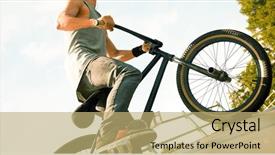  Presentation with bmx - Amazing slide deck having boy jumping with bmx bike backdrop and a coral colored foreground