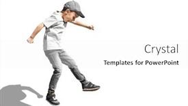  Presentation with background - Presentation theme enhanced with boy-jumps-on-a-white background and a white colored foreground