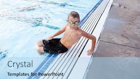  Presentation with triathlon - Slide deck consisting of boy-leaving-pool-after-finishing background and a light blue colored foreground
