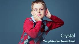  Presentation with assistive listening device - Theme enhanced with boy listening to something isolated background and a  colored foreground