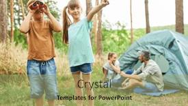  Presentation with sister - Presentation theme featuring boy-looking-through-binoculars-standing background and a mint green colored foreground