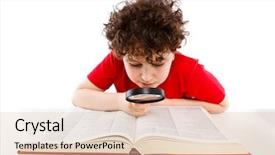  Presentation with looking glass - PPT layouts featuring boy looking through magnifying glass background and a lemonade colored foreground