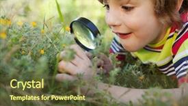  Presentation with looking glass - Colorful presentation enhanced with discover - happy little boy looking backdrop and a tawny brown colored foreground