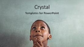  Presentation with classroom - Slides with boy looking up against greenboard background and a light gray colored foreground