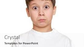  Presentation with faces - Cool new slide deck with boy-make-faces-teenager-fun backdrop and a white colored foreground