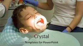  Presentation with mouth jaw bone - Colorful slide deck enhanced with boy mouth orthodontist put braces backdrop and a mint green colored foreground