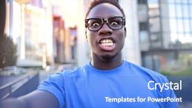  Presentation with selfie - Slide set consisting of boy mustache - doing a selfie background and a cobalt blue colored foreground