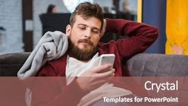  Presentation with handsome - Colorful presentation enhanced with boy mustache - relaxed young handsome attractive man backdrop and a coral colored foreground