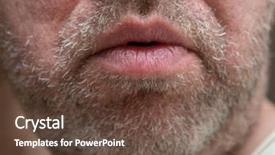  Presentation with newspaper headlines close up - Colorful PPT layouts enhanced with boy mustache - unshaven male chin close-up backdrop and a tawny brown colored foreground