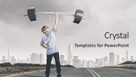  Presentation with school - Slide set with boy of school age lifting background and a light gray colored foreground