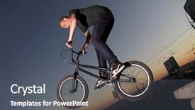  Presentation with bmx - Beautiful PPT layouts featuring boy on bmx bike backdrop and a gray colored foreground