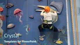  Presentation with climbing - Theme with boy-on-climbing-on-wall background and a ocean colored foreground