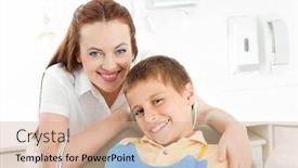  Presentation with dental assistant - PPT layouts consisting of boy-on-dental-chair background and a coral colored foreground