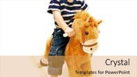  Presentation with white horse - Beautiful PPT theme featuring real cowboy - boy on rocking horse backdrop and a yellow colored foreground