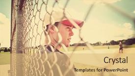  Presentation with wellness practice - PPT theme enhanced with boy on sidelines at baseball background and a yellow colored foreground