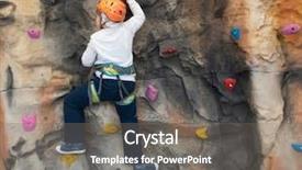  Presentation with climbing - Presentation with boy on the climbing wall background and a gray colored foreground