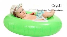  Presentation with happy life - PPT layouts featuring boy on the inflatable life background and a  colored foreground