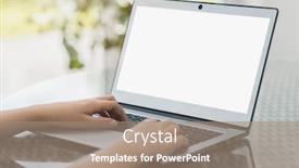  Presentation with laptop blank screen - Beautiful slide deck featuring boy-on-the-internet backdrop and a coral colored foreground