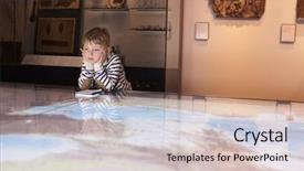  Presentation with museum - Audience pleasing presentation theme consisting of boy on trip to museum backdrop and a lemonade colored foreground