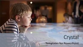  Presentation with india map crystal - Cool new PPT theme with boy on trip to museum backdrop and a light blue colored foreground