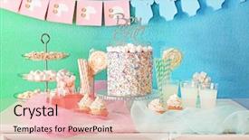  Presentation with baby shower - Audience pleasing slide set consisting of buffet table at baby shower backdrop and a lemonade colored foreground