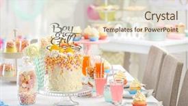  Presentation with baby girl - Audience pleasing PPT theme consisting of buffet table baby shower backdrop and a lemonade colored foreground