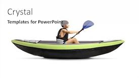  Presentation with white green - Audience pleasing PPT theme consisting of boy-paddling-in-a-green backdrop and a white colored foreground