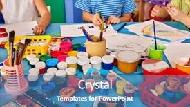  Presentation with art exhibition - PPT layouts enhanced with boy painting in art background and a teal colored foreground