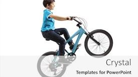  Presentation with acrobatics - Colorful theme enhanced with boy-performing-bicycle-acrobatics backdrop and a white colored foreground