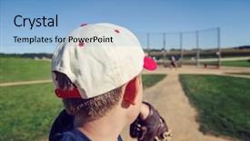  Presentation with baseball diamond - Presentation design having boy pitching a baseball background and a light blue colored foreground
