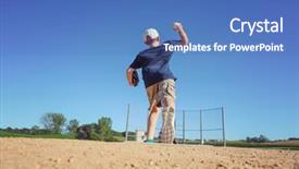  Presentation with baseball diamond - Presentation featuring boy pitching a baseball background and a teal colored foreground