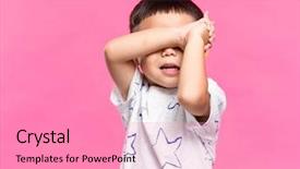  Presentation with hide - Cool new slides with boy play hide and seek backdrop and a coral colored foreground