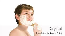  Presentation with shaving - Slides enhanced with boy play shaving isolated background and a sky blue colored foreground