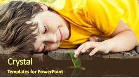  Presentation with water ship - Theme having boy play with autumn leaf background and a  colored foreground