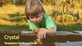 Presentation with water ship - Amazing presentation theme having boy play with autumn leaf backdrop and a tawny brown colored foreground