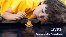  Presentation with water ship - Colorful presentation theme enhanced with boy play with autumn leaf backdrop and a wine colored foreground