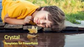  Presentation with water ship - Beautiful theme featuring boy play with autumn leaf backdrop and a tawny brown colored foreground
