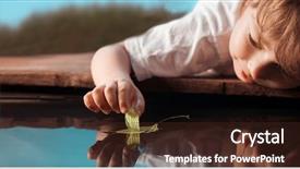  Presentation with water ship - Colorful slide deck enhanced with boy play with leaf ship backdrop and a wine colored foreground