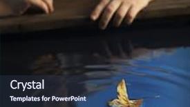  Presentation with water ship - Audience pleasing PPT theme consisting of boy play with leaf ship in water focus on ship backdrop and a tawny brown colored foreground