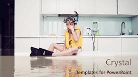  Presentation with kitchen fires - Slides having boy-played-diver-and-flooded background and a soft green colored foreground