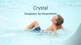  Presentation with jumping into pool - Theme with boy playing at a waterpark background and a cool aqua colored foreground